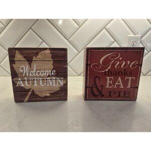 Welcome Autumn & Give Thanks Eat Pie Wooden Tabletop Decor By Ashland